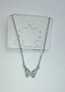 Butterfly Necklace &amp; Heart Earrings Set