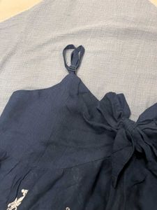 Navy Bow Top with Embroidery