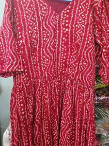 Red Printed Kurta Xl Size