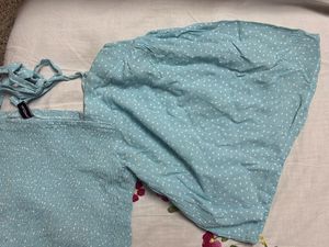 Blue Polka Dot Midi Dress