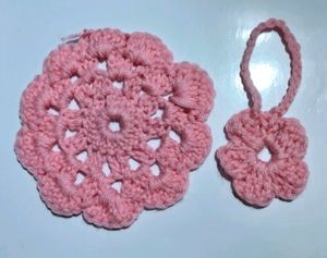 Handmade Crochet Coaster + Mini Flower Keychain🌸