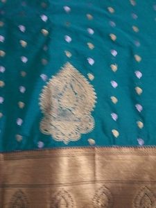 Sea Blue Emboss Silk Saree...