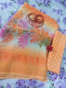 Floral Print Saree🧡