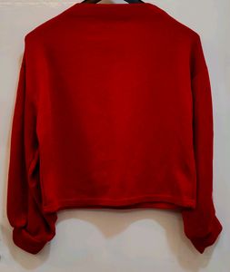 Dark Red Ribbed sweater crop T-shirt♥️