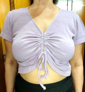 Lavender Scrunched Crop Top