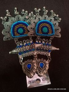 Long Oxidized Earring