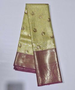 Teal Gold  Woven Kanjivaram Silk Saree
