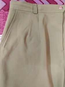 Women High Waist Straight Sheen Green Trousers