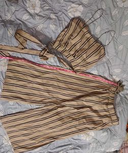 Striped Crop Top & Pants Set