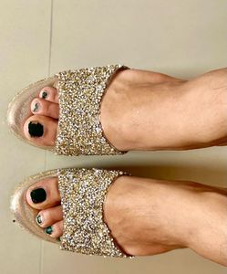 Golden Bridal Wedges