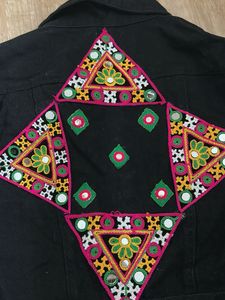 Embroidered Black Denim Jacket