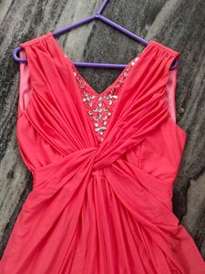 Sleeveless Coral Pink Formal Dress