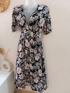 Turkish Brand Black Floral Dress