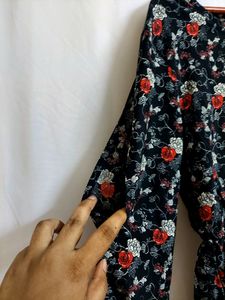 Easy Buy Short Floral Dress With Elastic Waist