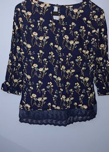 Printresty Floral Lace Trim Top