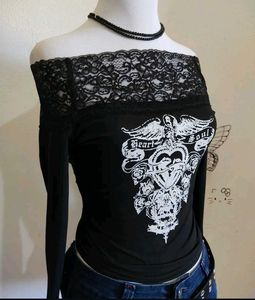 Black Lace Trim Top
