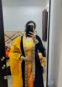 Neavy Blue Coat Kurta Set For Haldi💛