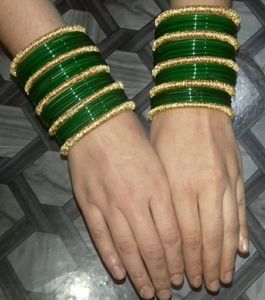 Green &amp; Gold  bangles set ,