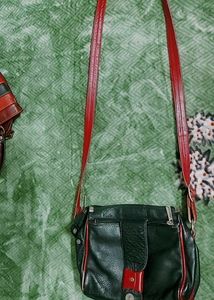 Vintage Green Leather Crossbody Bag