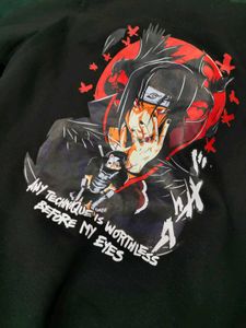 Black Anime Print Hoodie