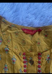 Yellow Floral Button-Down Kurti Top