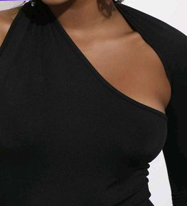 Asymmetric Black Bodysuit