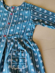 Blue Printed Cotton Dress