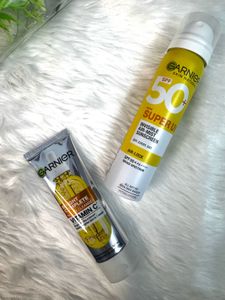 Garnier Vit C Facewash & SPF50 Sunscreen Spray