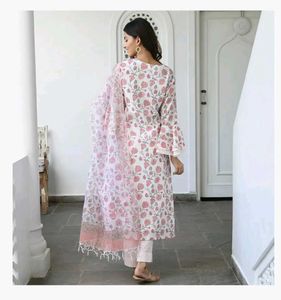 Floral Print Kurti Set With Dupatta