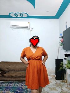 Chic Orange Wrap Dress (34 To 38 Bust)