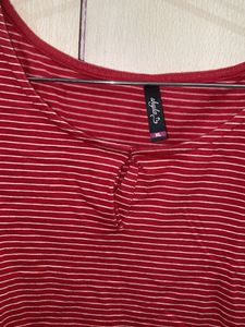 Shyla Red Top White Strips Size Xl