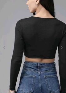 Ripped Crop Black Top