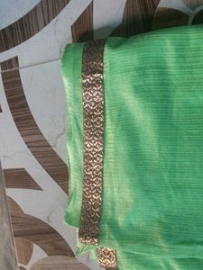 Green Saree with Gold Border