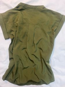 Olive Green Short Sleeve Blouse