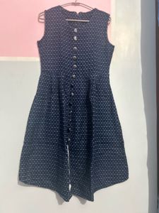 Blue Casual Check Print Dress