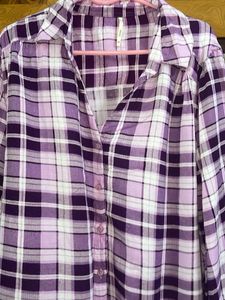 Recap Purple Plaid Checked Shirt Cotton Blended