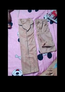 Tan Pajama Top with Green Trim