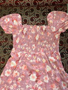 Floral Midi Dress with Puff Sleeves