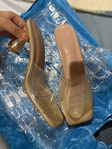 Gold Clear Strap Heels - Size 7