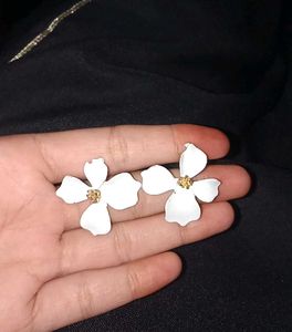 White Flower Earrings