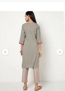 Embroidered Grey Kurta Set