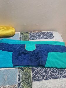 Elegant Teal Saree  Floral Details with stic