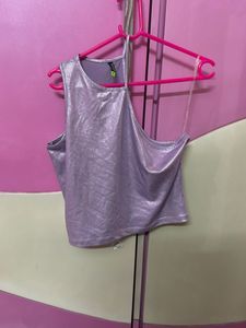Chic Metallic Lavender Crop Top