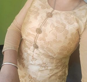 Nude Floral Gown With Cancan Styled Wit Stone Work