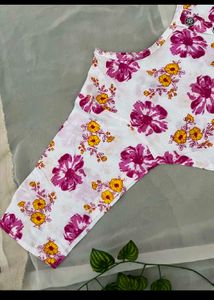 Floral Print White Kurti