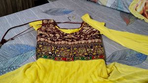 Yellow Anarkali Kurta With Duppata