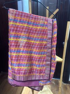 pink multi saree