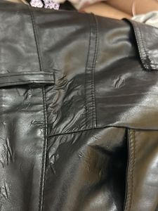 Maroon Top With Leather Pant Combo