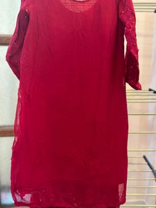 Maroon Embroidered Palazzo