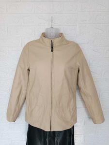 unisex imported Beige Leather Jacket